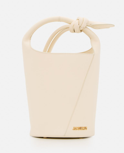 Jacquemus Le Petit Tourni Leather Bucket Bag In White