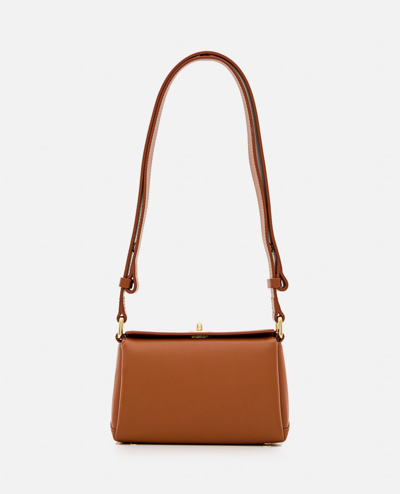 Plan C Mini Turn-lock Leather Shoulder Bag In Brown