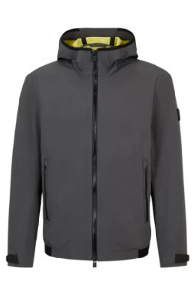 Hugo Boss Water-repellent Softshell Jacket With Logo Badge In Grey