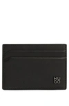 HUGO LEATHER CARD HOLDER WITH STACKED LOGO
