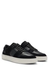Hugo Boss Double-monogram Trainers In Suede And Leather In Black