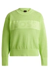 Hugo Boss Open-knit Sweater With Logo Detail In Green