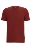 Hugo Boss Cotton-blend T-shirt With Bubble-jacquard Structure In Light Brown