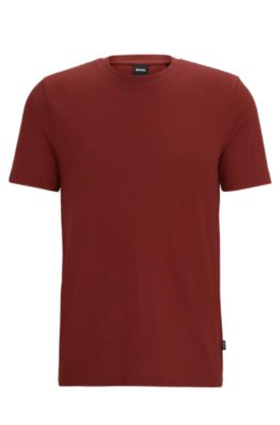 Hugo Boss T-shirt With Bubble-jacquard Structure In Light Brown