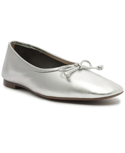 Schutz Women's Metallic Leather Ballet Flat Shoe In Silver In Silver Metallic Leather