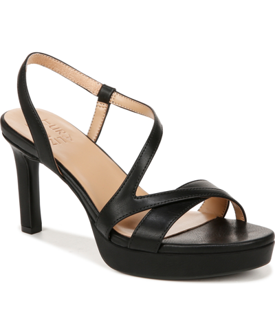 Naturalizer Abby Platform Dress Sandals In Black Faux Leather
