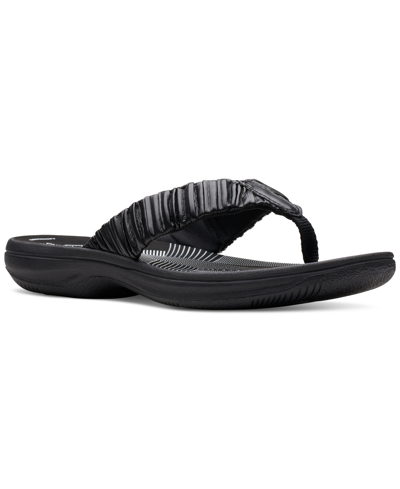 Clarks Women's Breeze Rae Slip-on Thong Sandals In Black