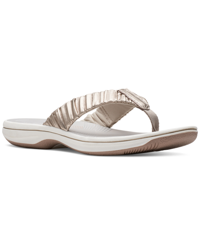 Clarks Women's Breeze Rae Slip-on Thong Sandals In Champagne