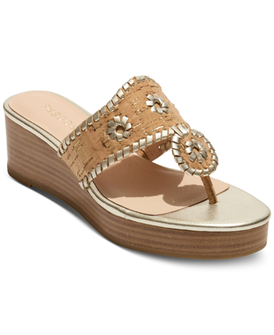 Jack Rogers Women's Jack Mid Wedge Sandals In Metallic Cork/platinum