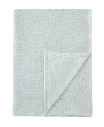 Melange Home Cotton Herringbone Blanket In Mint
