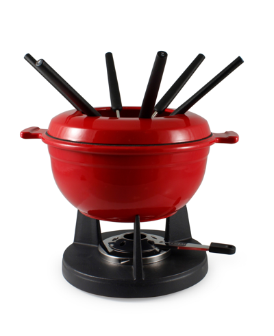 Swissmar Lucerne 10 Piece Cast Iron Fondue Set In Red