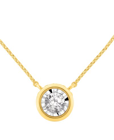 Macy's Diamond Miracle Plate Bezel Pendant Necklace (1/2 Ct. T.w.) In 14k Gold, 16" + 2" Extender In 14k Tw In Yellow Gold