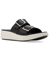 Clarks Women's Drift Buckle Slip-on Slide Wedge Sandals In Black
