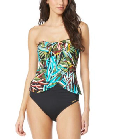 Vince Camuto Womens Printed Draped Tankini Top Riviera Shirred Cheeky Bikini Bottoms In Multi