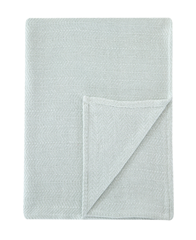 Melange Home Herringbone Cotton Blanket, Full/queen In Mint
