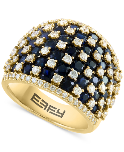Effy Collection Effy Emerald (3-3/4 Ct. T.w.) & Diamond (1-1/5 Ct. T.w.) Statement Ring In 14k Gold In Sapphire
