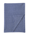 Melange Herringbone Cotton Blanket, King In Navy