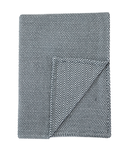 Melange Herringbone Cotton Blanket, King In Gray