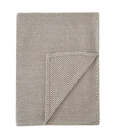 Melange Herringbone Cotton Blanket, King In Taupe