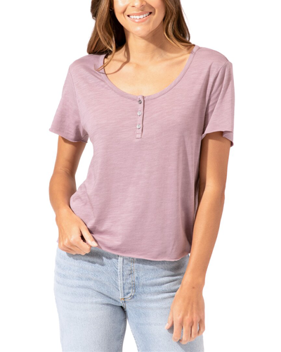 Threads 4 Thought Whitlea Raw Edge Slim Baby Henley In Pink