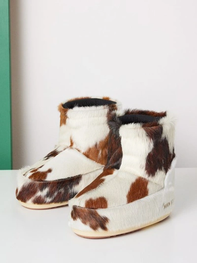 Moon Boot Icon Calf Hair Boots In Brown White