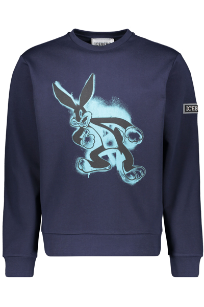 Iceberg Printed Cotton Sweatshirt In Blue