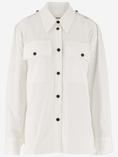 Khaite Cotton Shirt With Contrasting Buttons In White