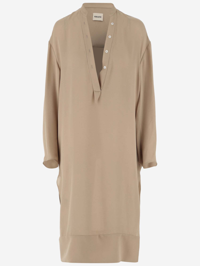 Khaite The Brom Silk Midi Dress In Neutrals