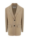 Prada Rope-coloured Single-breasted Jacket In Wool And Mohair In Neutral