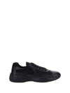 Prada Fabric And Leather America S Cup Sneakers In Nero