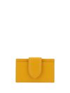 Jacquemus Calf Leather Cardholder With Strap And Visible Stitching In Dark Orange