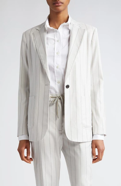 Eleventy Pinstripe Blazer In Ivory