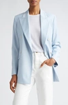 Eleventy Double Breasted Virgin Wool Blend Blazer In Baby Blue