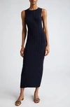 Eleventy Ribbed Sleeveless Bodycon Midi Dress In Blue