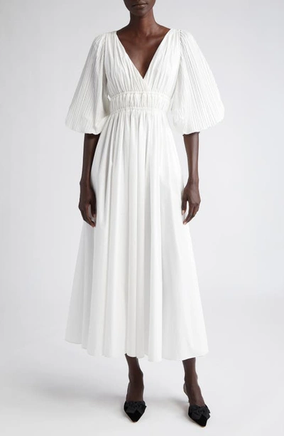 Altuzarra Kathleen Gathered Maxi Dress In Optic White