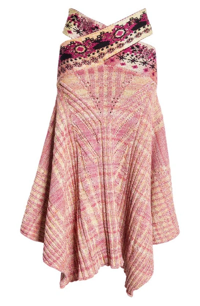 Paolina Russo Crossover Jacquard Space Dye Sweater Skirt In Crayon Box