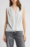 Rag & Bone Meredith Sleeveless Surplice Top In Light Grey