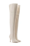 Larroude Kate Pointed Toe Over The Knee Boot In Ivory