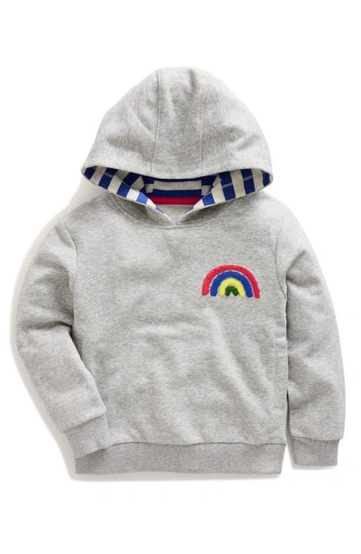 Mini Boden Kids' Bouclé Rainbow Hoodie In Silver Marl Rainbow