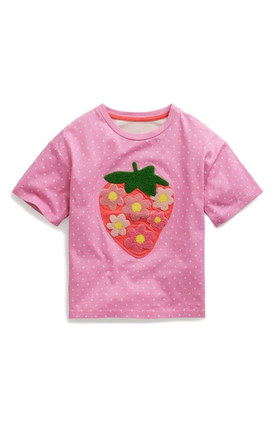 Mini Boden Kids' Boucle Relaxed T-shirt Cosmos Pink Strawberry Girls Boden