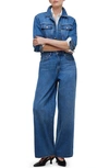 Madewell Long Sleeve Wide Leg Denim Coverall Jumpsuit In Byrne Wash