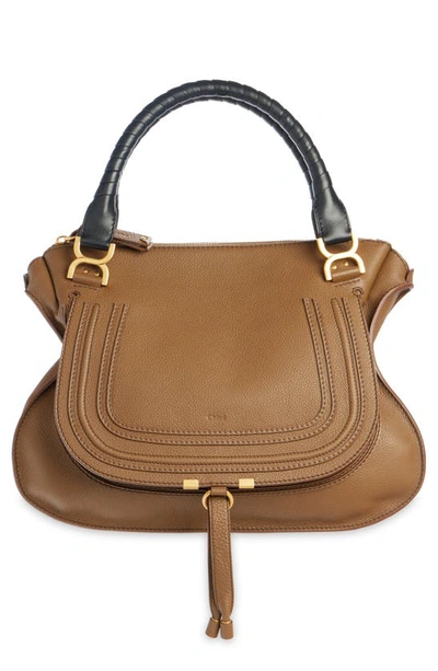 Chloé Large Marcie Leather Satchel In Palm Brown 299