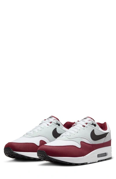 Nike Men's Air Max 1 Shoes In White/ Black/ Team Red
