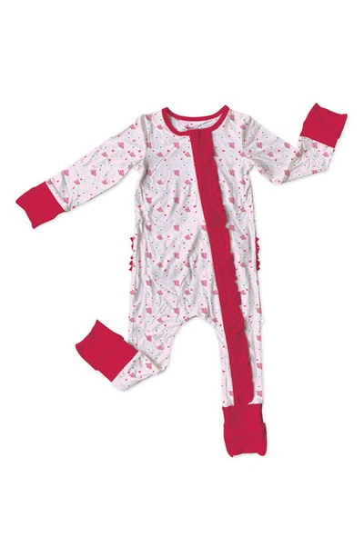 Laree + Co Babies' Ezrah Heart Print Convertible Footie Pajamas In White