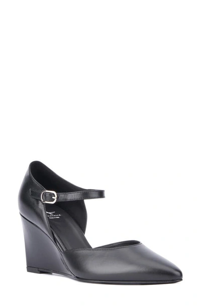 Aquatalia Penelopy Ankle Strap Pointed Toe Wedge Pump In Black