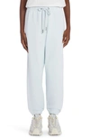 Moncler Logo Patch Cotton Fleece Sweatpants In Light Blue