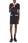 Moncler Two-tone Mini Shirtdress In Navy