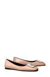 Tory Burch Georgia Leather Ballerina Shoes In Pink