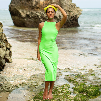 Brunna Co Ola Recycled Rib Midi Dress In Green