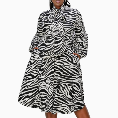 Livd Plus Size Monáe Zebra Print Pocket Flare Dress In Black